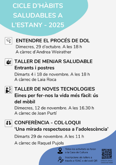 Cartell del Cicle d'Hàbits Saludables a l'Estany 2025